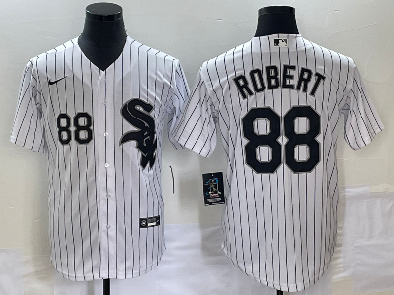 Men's Chicago White Sox #88 Luis Robert White Cool Base Stitched Jersey Men's Chicago White Sox #88 Luis Robert White Cool Base Stitched Jersey
